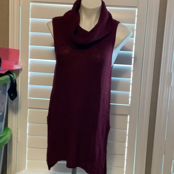 no comment Sweaters - Red Cowl Neck Sweater with Turtleneck Style